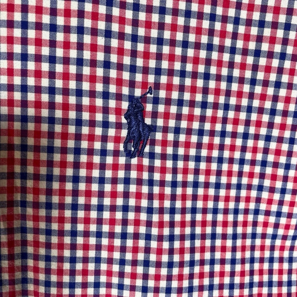 Ralph Lauren Men's Large Gingham Button Down Shirt Long Sleeve Red Blue Check - Picture 3 of 5